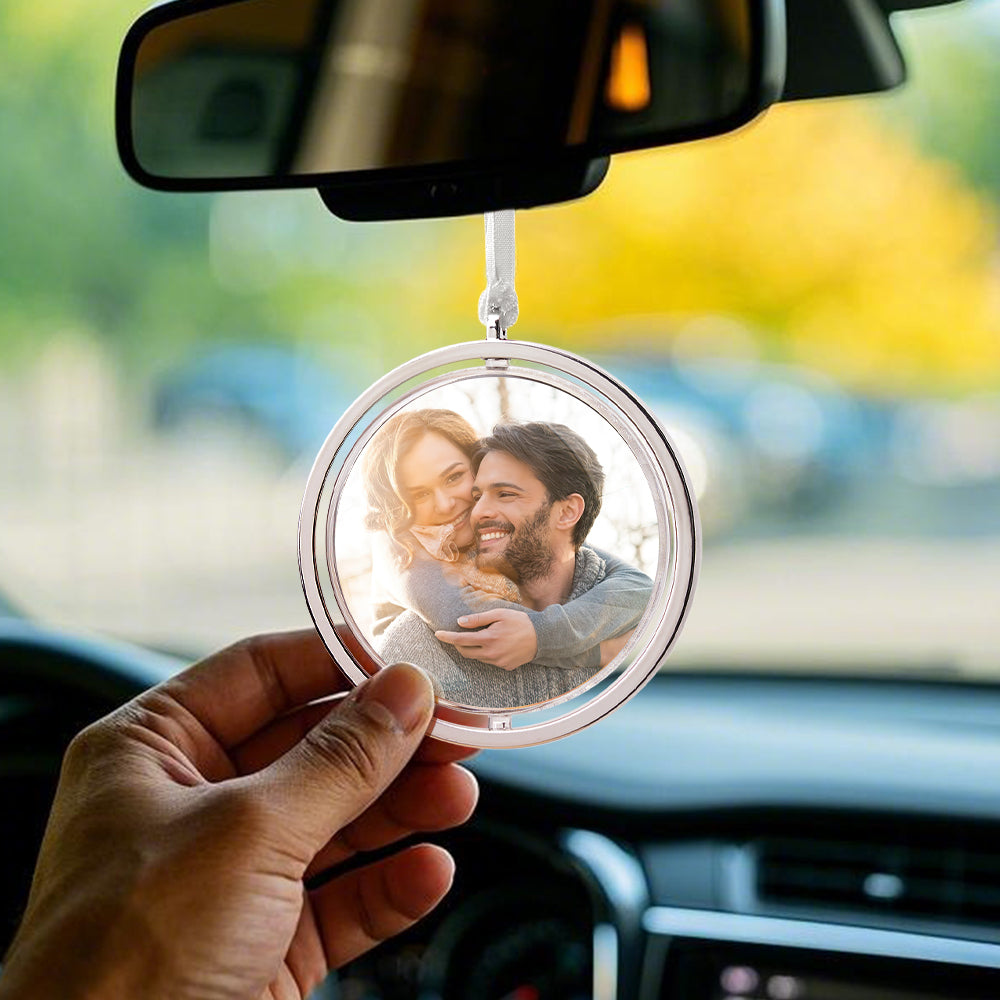 Personalized Photo Rotation Ornament Car Rearview Mirror Pendant Gift