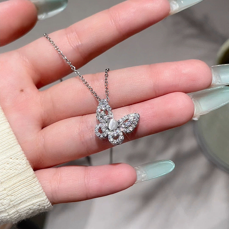 Exquisite Opal Butterfly Necklace For Women