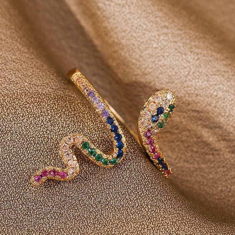 Adjustable Zircon Ring Copper Snake Rings