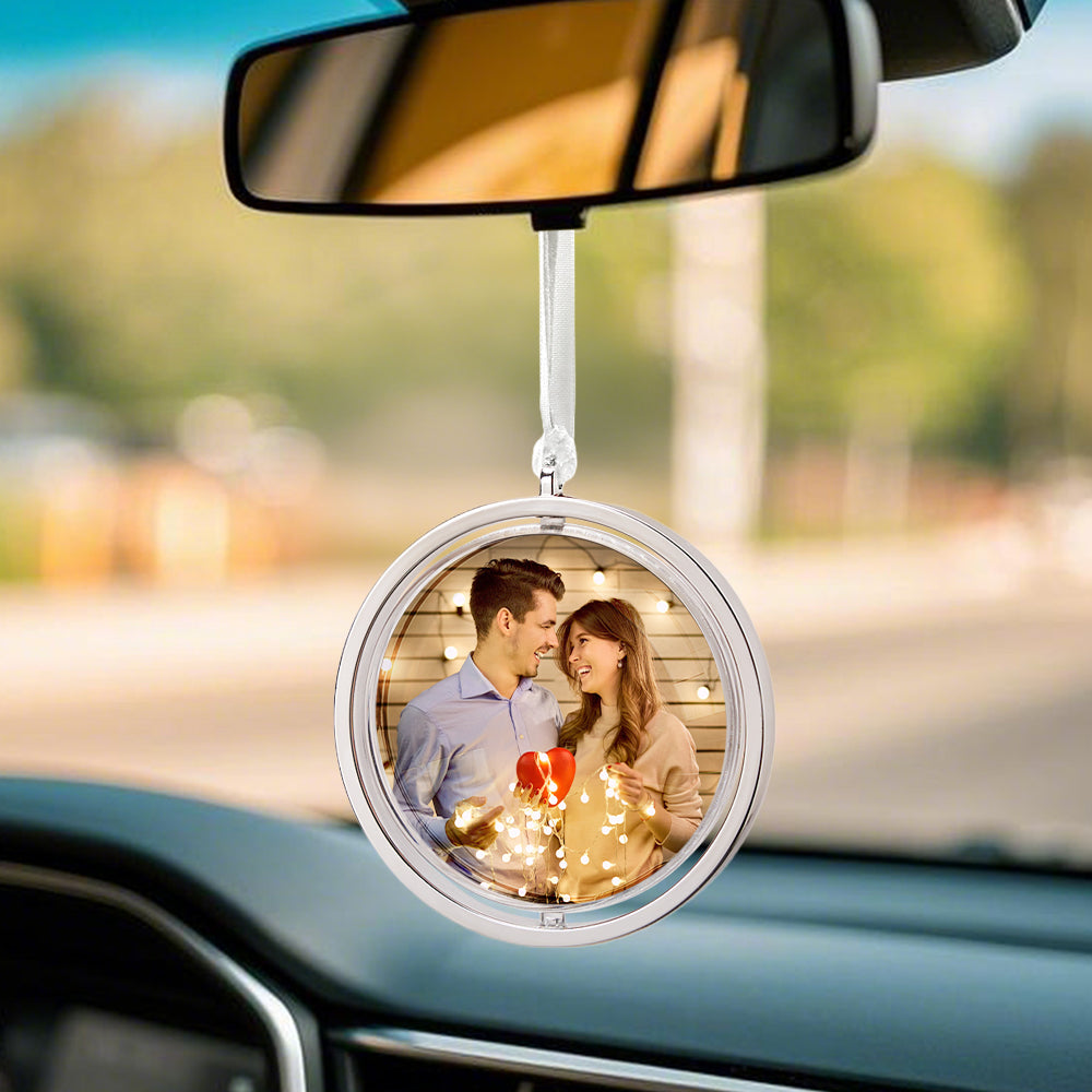 Personalized Photo Rotation Ornament Car Rearview Mirror Pendant Gift