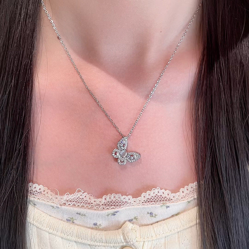 Exquisite Opal Butterfly Necklace For Women