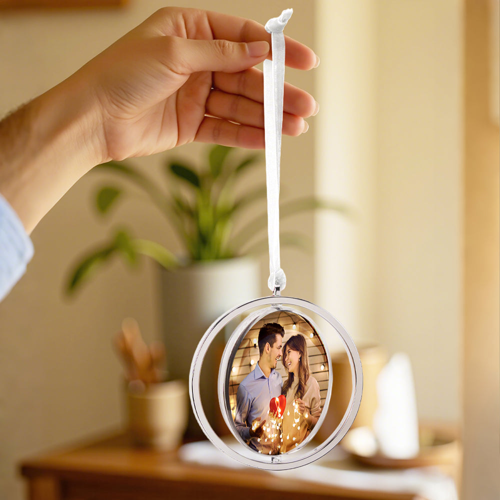Personalized Photo Rotation Ornament Car Rearview Mirror Pendant Gift