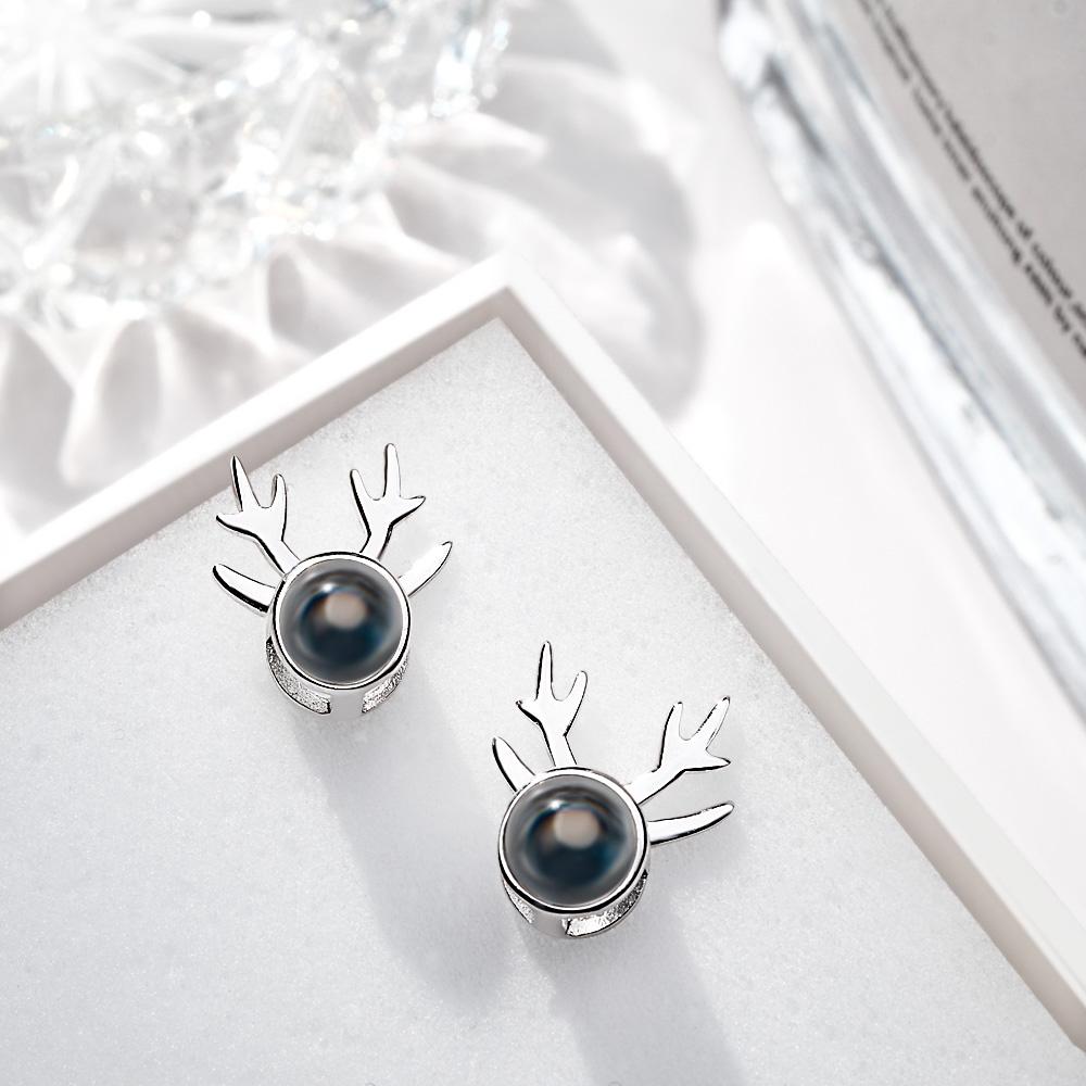 Custom Projection Photo Earring Deer Horn Pattern Creative Gifts