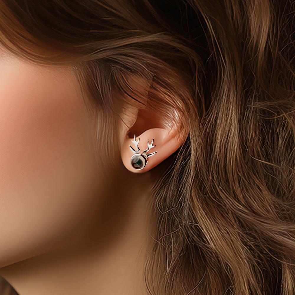 Custom Projection Photo Earring Deer Horn Pattern Creative Gifts