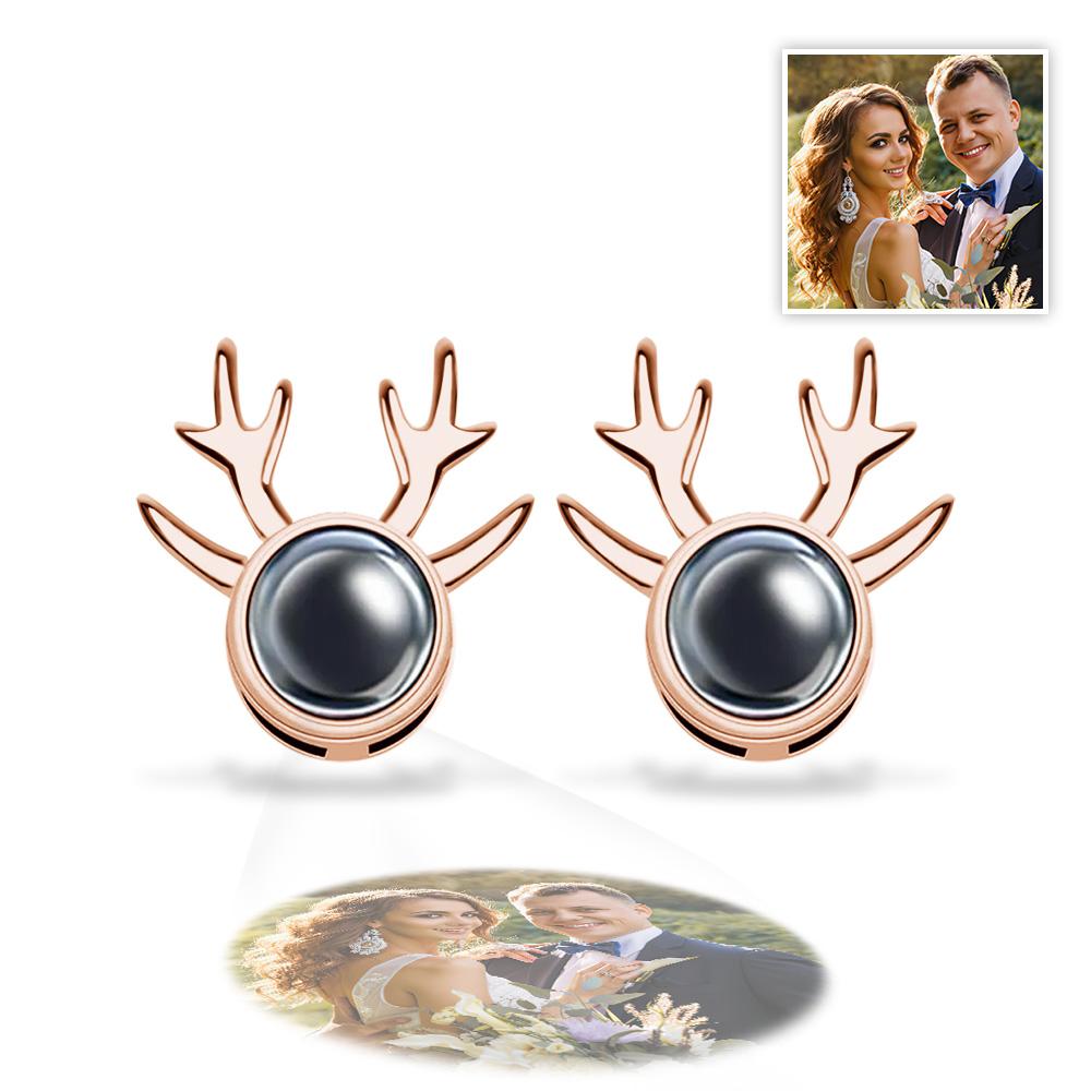 Custom Projection Photo Earring Deer Horn Pattern Creative Gifts