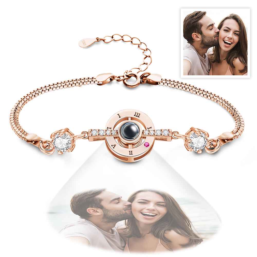 Personalized Photo Projection Bracelet Roman Numerals Elegant Bracelet For Her