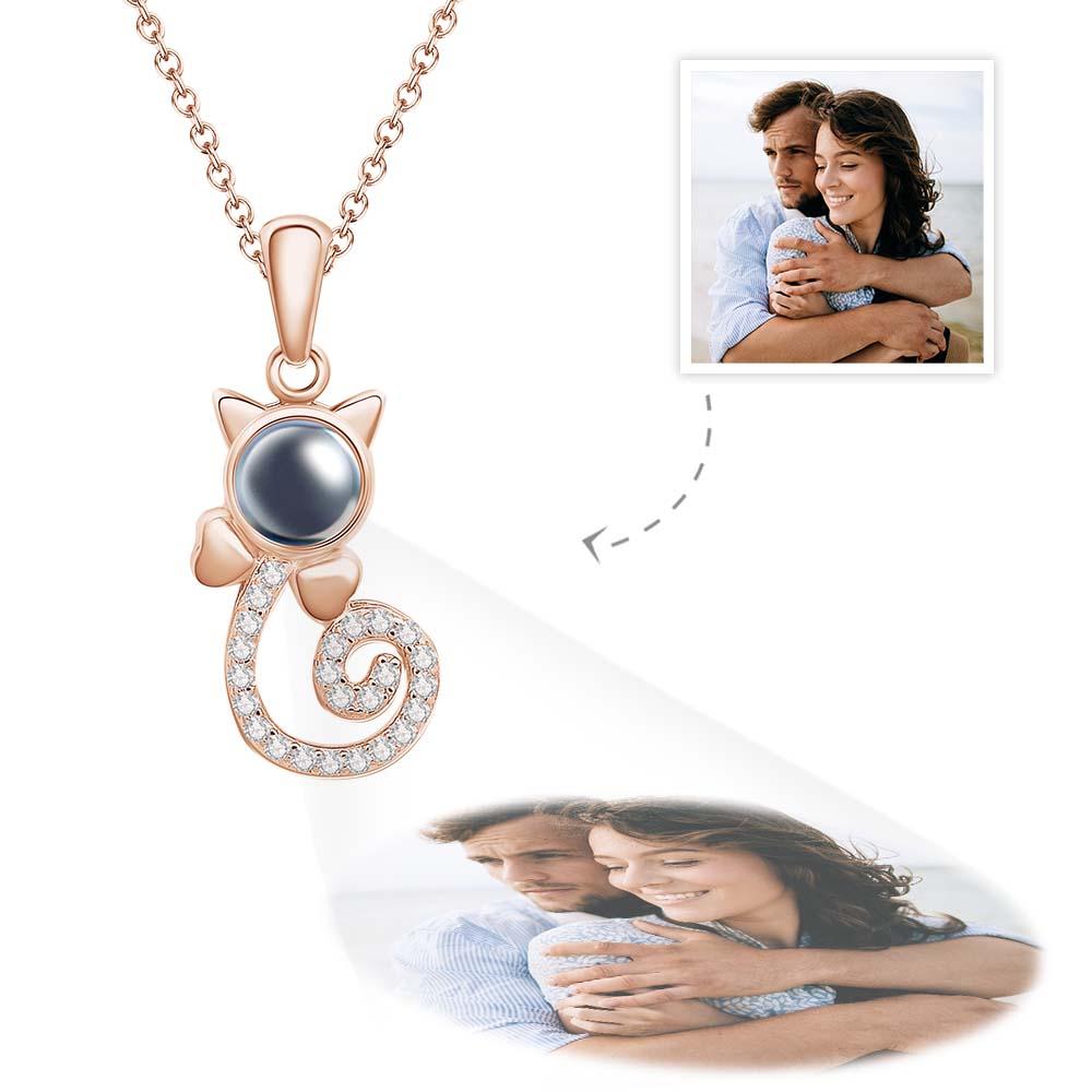 Projection Cat Photo Necklace , Personalized Girlfriend Necklace, Clavicle Photo Projection