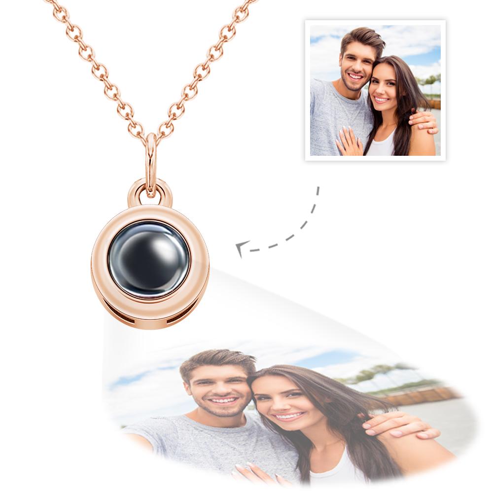 Circle Pendant Personalized Photo Projection Necklace Custom Cute gift for Her