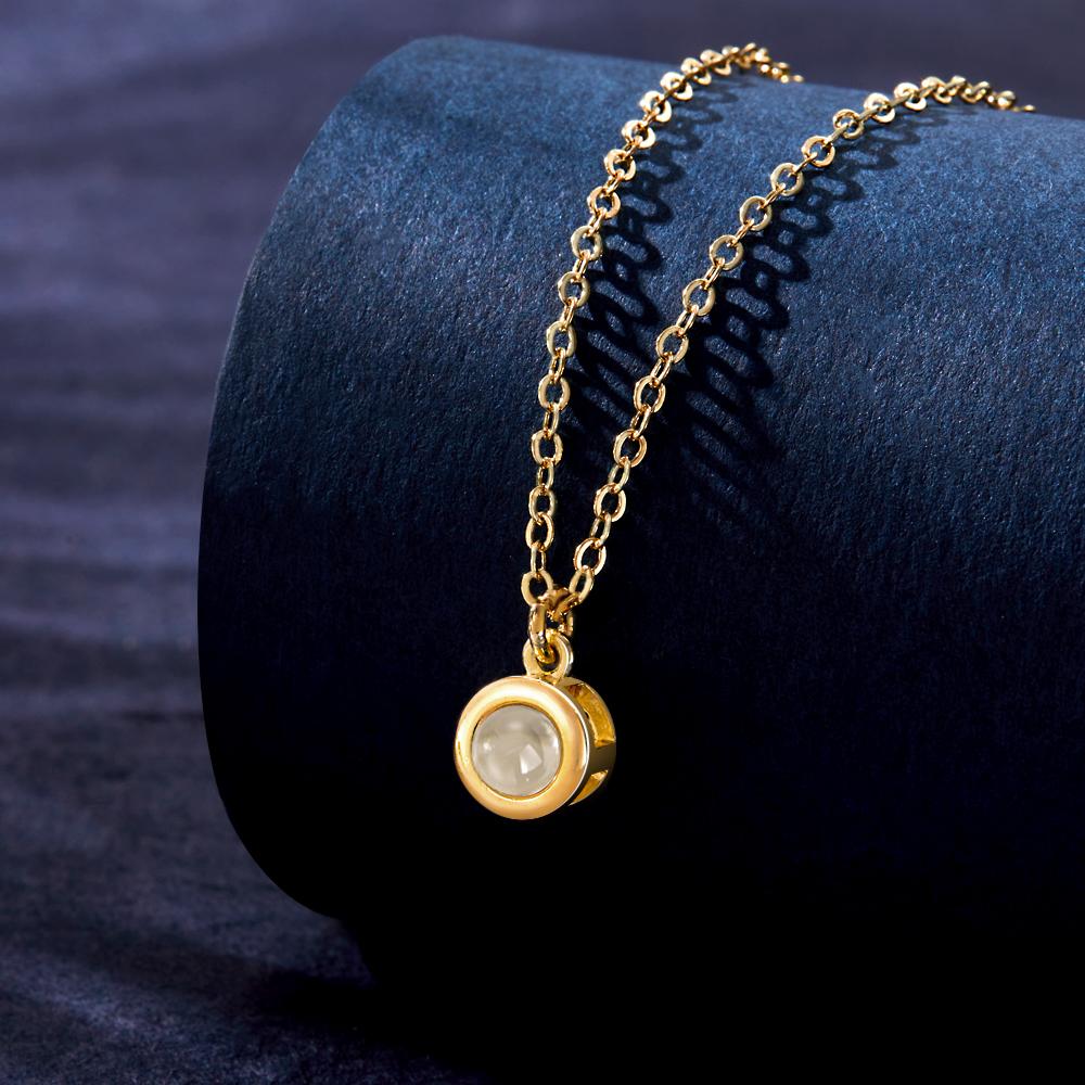 Circle Pendant Personalized Photo Projection Necklace Custom Cute gift for Her