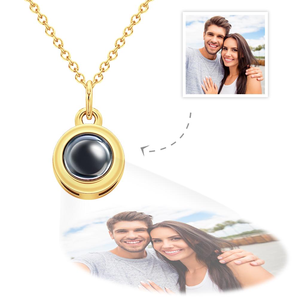 Circle Pendant Personalized Photo Projection Necklace Custom Cute gift for Her