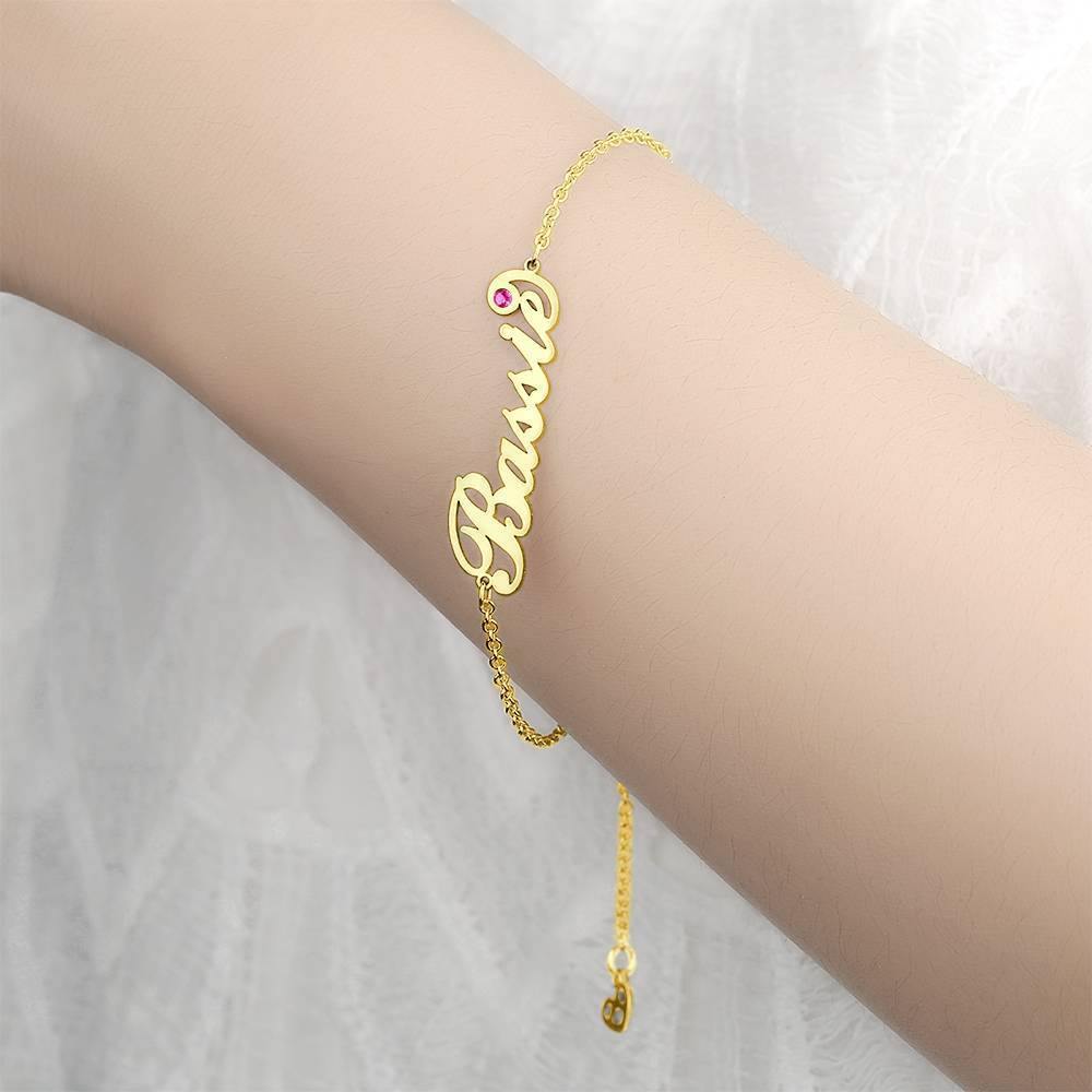 Personalized Name Bracelet with Custom Birthstone - Copper