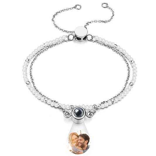 Personalized Photo Projection Crystal Double Layers Bracelet for Her
