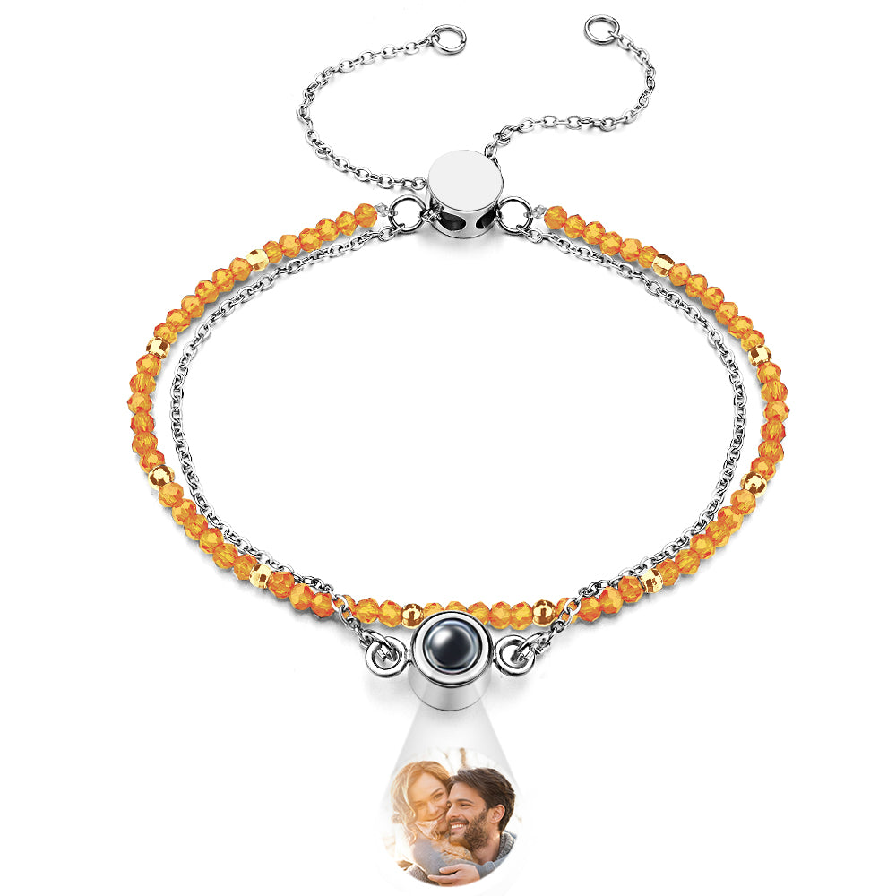 Personalized Photo Projection Crystal Double Layers Bracelet for Her
