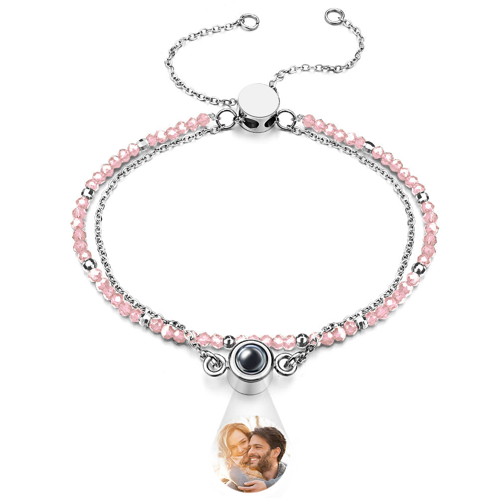 Personalized Photo Projection Crystal Double Layers Bracelet for Her