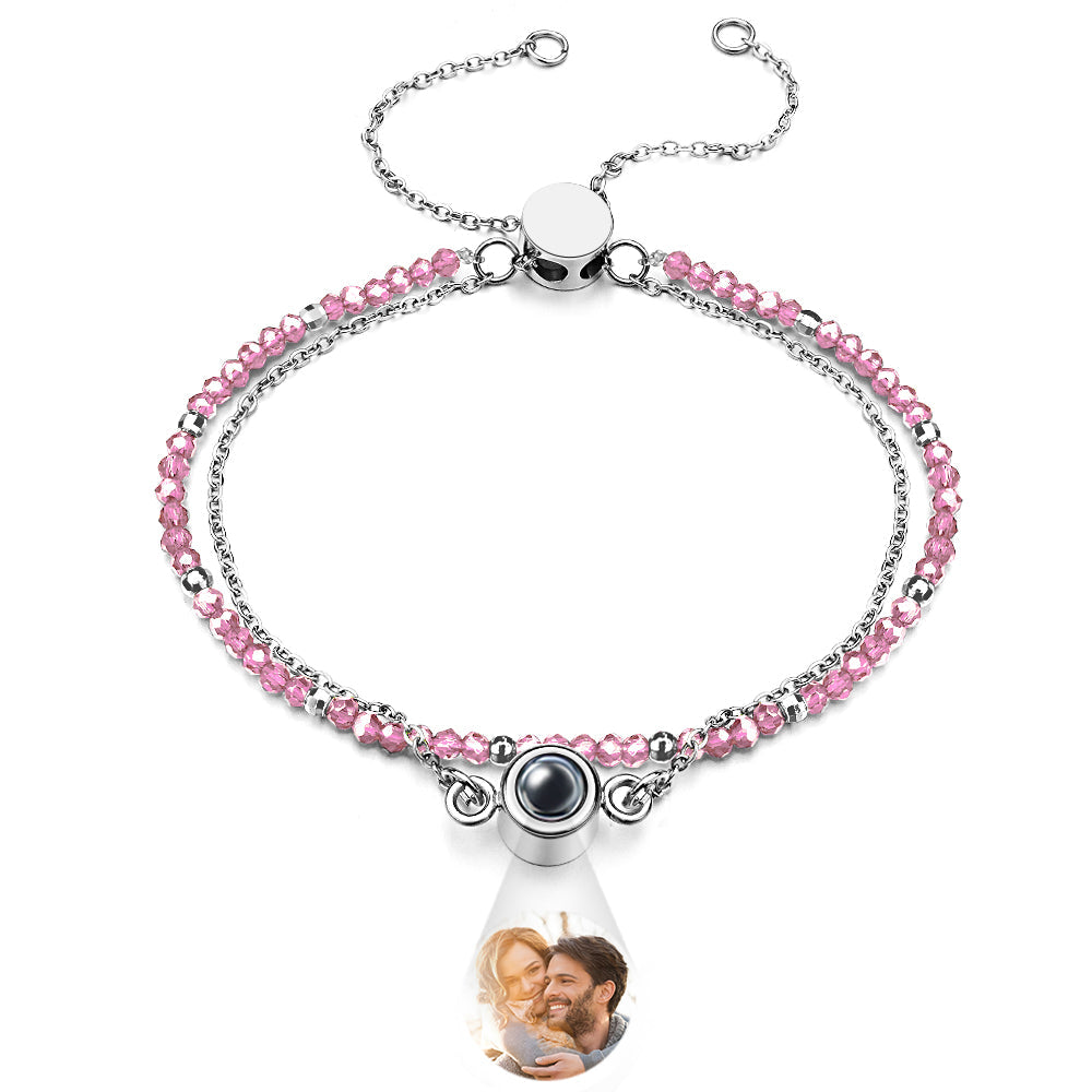 Personalized Photo Projection Crystal Double Layers Bracelet for Her