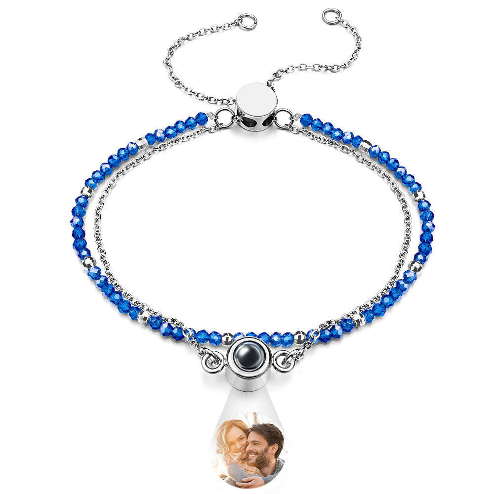 Personalized Photo Projection Crystal Double Layers Bracelet for Her