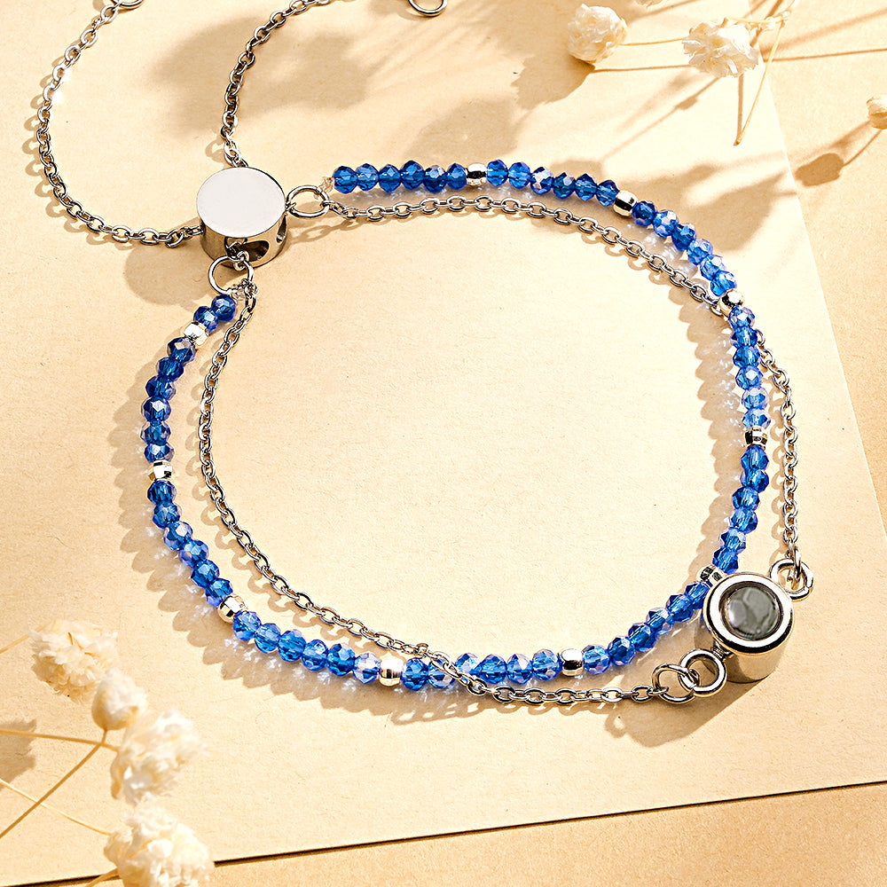 Personalized Photo Projection Crystal Double Layers Bracelet for Her