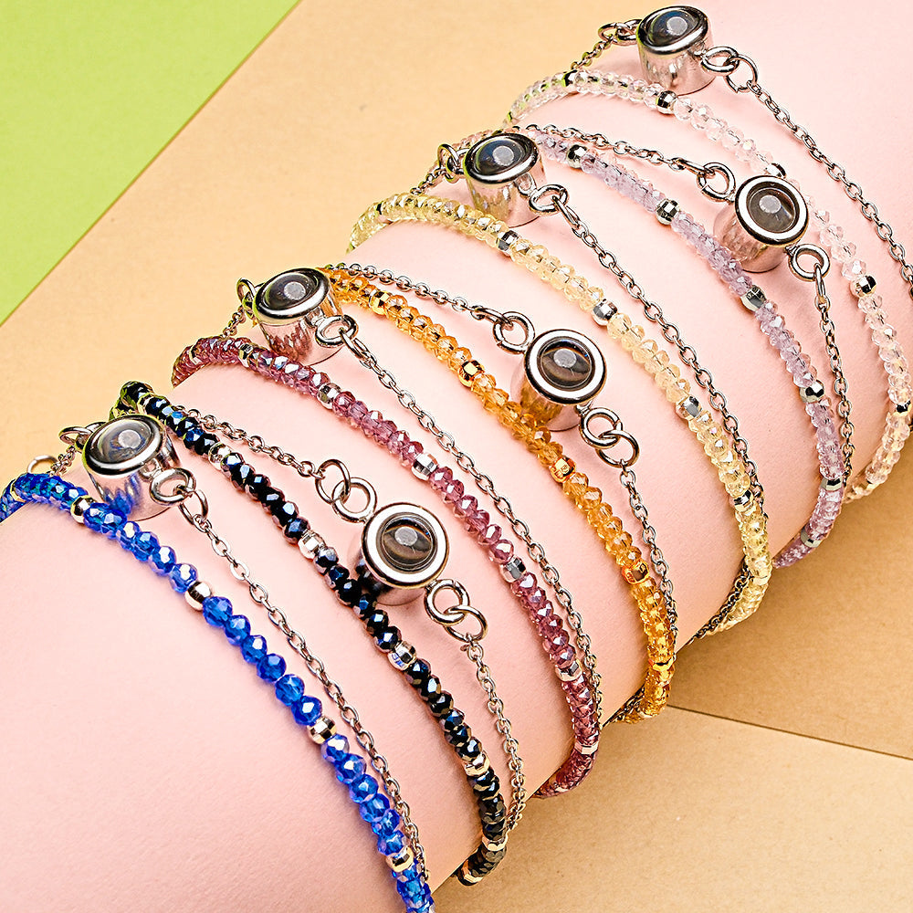 Personalized Photo Projection Crystal Double Layers Bracelet for Her