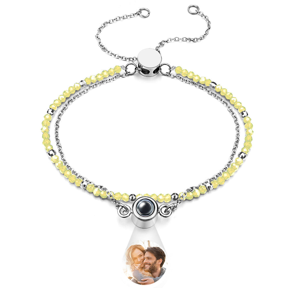 Personalized Photo Projection Crystal Double Layers Bracelet for Her