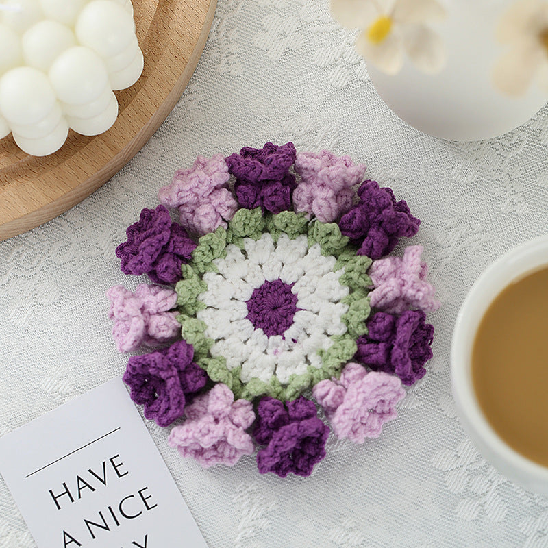 Handmade Crochet Lily of the Valley Coaster Set with Transformable Floral Design Eco-Friendly Home Decor Unique Gift for Mom