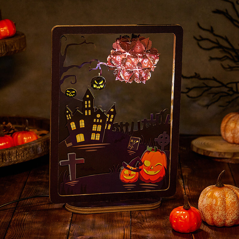 3D Paper Sculpture Night Light Fall Truck Halloween Gifts for Kids and Adults Great Decor Light in Bedroom Living Room