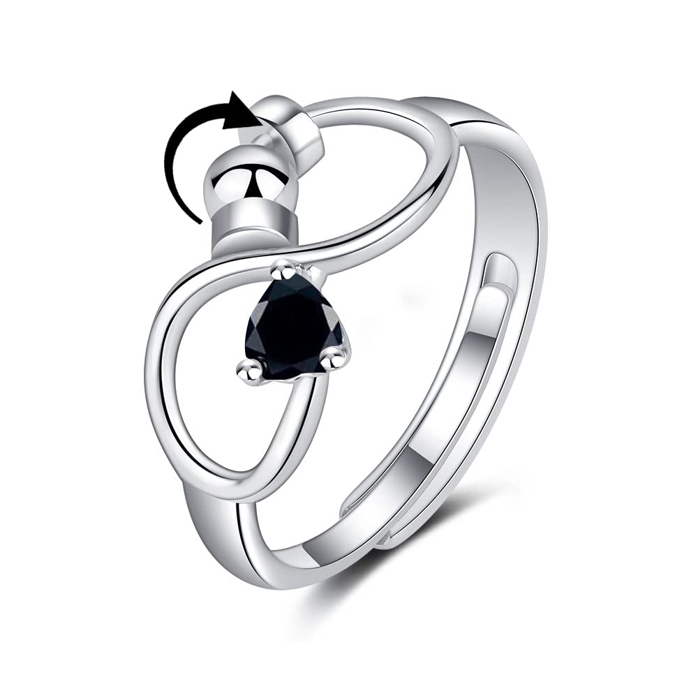 Adjustable Rotating Birthstone Fidget Ring for Women – Anxiety Relief Spinner Ring Birthday Gift