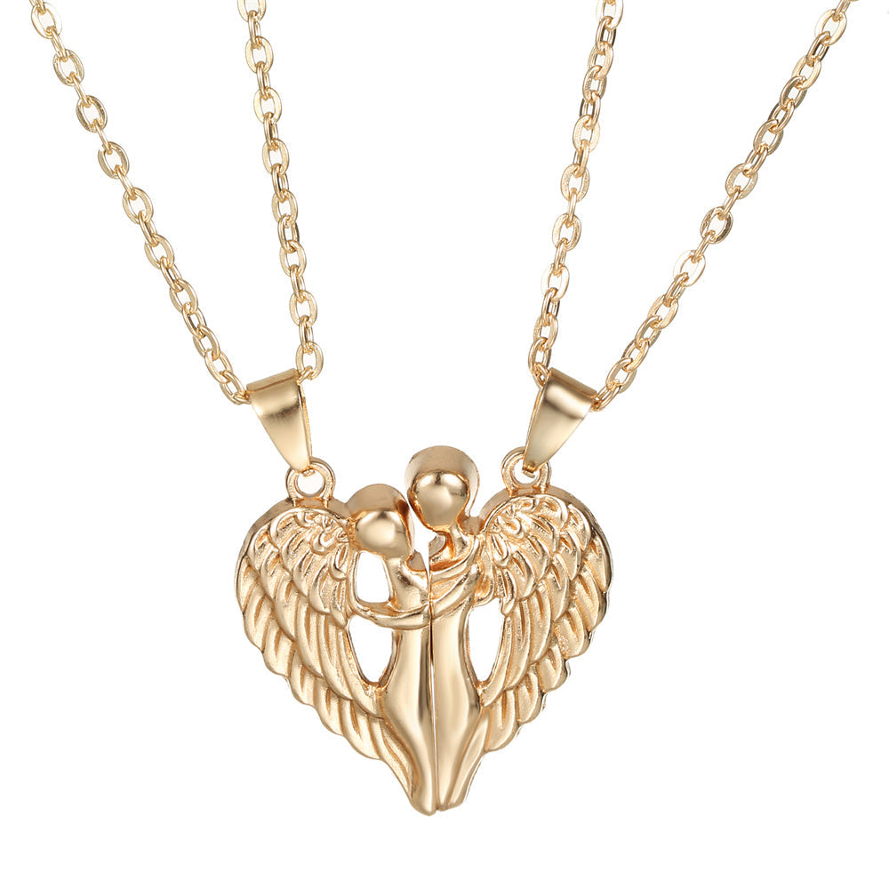 Personalized Couple Necklace Magnetic Matching Angel Necklaces for Couples Valentine's Gift for Lover