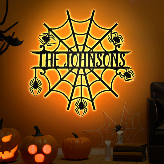 Personalized Engraved Halloween Black Iron Night Light – 16-Color LED Light Halloween Gift Home Decor