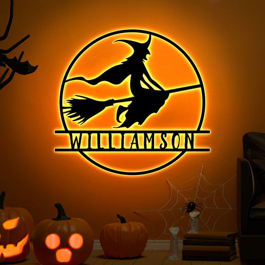 Personalized Engraved Halloween Black Iron Night Light – 16-Color LED Light Halloween Gift Home Decor