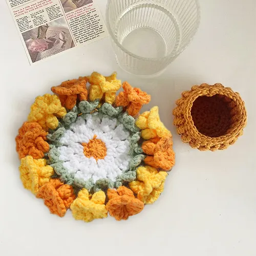 Handmade Crochet Lily of the Valley Coaster Set with Transformable Floral Design Eco-Friendly Home Decor Unique Gift for Mom