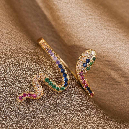 Adjustable Zircon Ring Copper Snake Rings