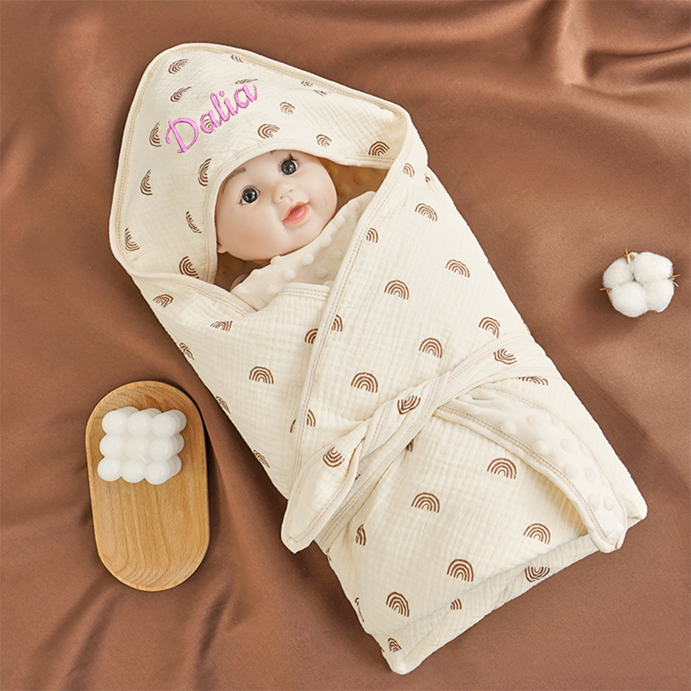 Personalized Baby Swaddle Receiving Blanket Children's Bath Towel Baby Blankets with Name Gift for Newborn Baby