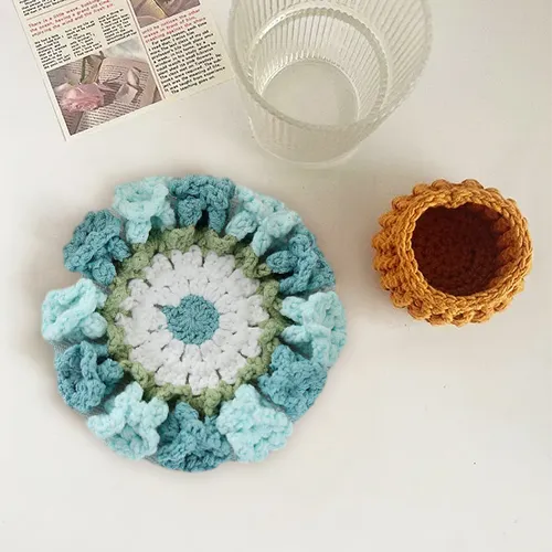 Handmade Crochet Lily of the Valley Coaster Set with Transformable Floral Design Eco-Friendly Home Decor Unique Gift for Mom
