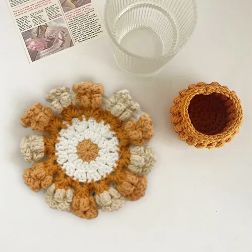 Handmade Crochet Lily of the Valley Coaster Set with Transformable Floral Design Eco-Friendly Home Decor Unique Gift for Mom