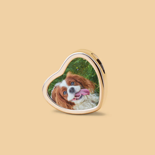 King Charles Infinity Print Heart Charm