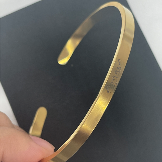Custom 14k Gold Plated Bangle Stainless Steel Engravable Cuff Bracelets