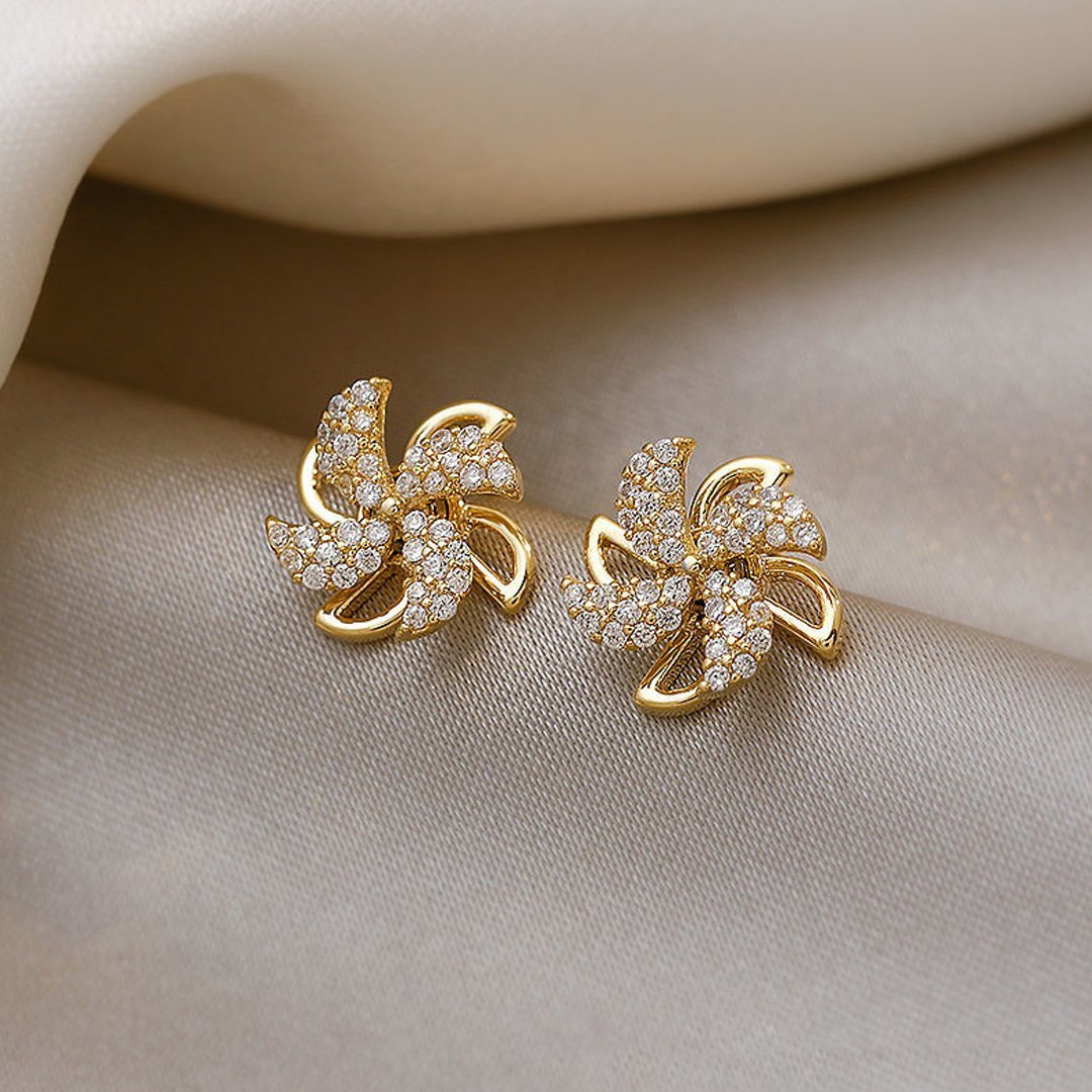 Rotating Small Windmill Stud Earrings
