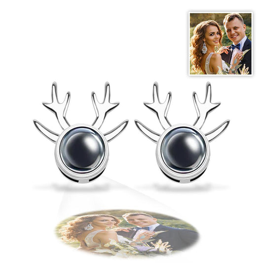 Custom Projection Photo Earring Deer Horn Pattern Creative Gifts