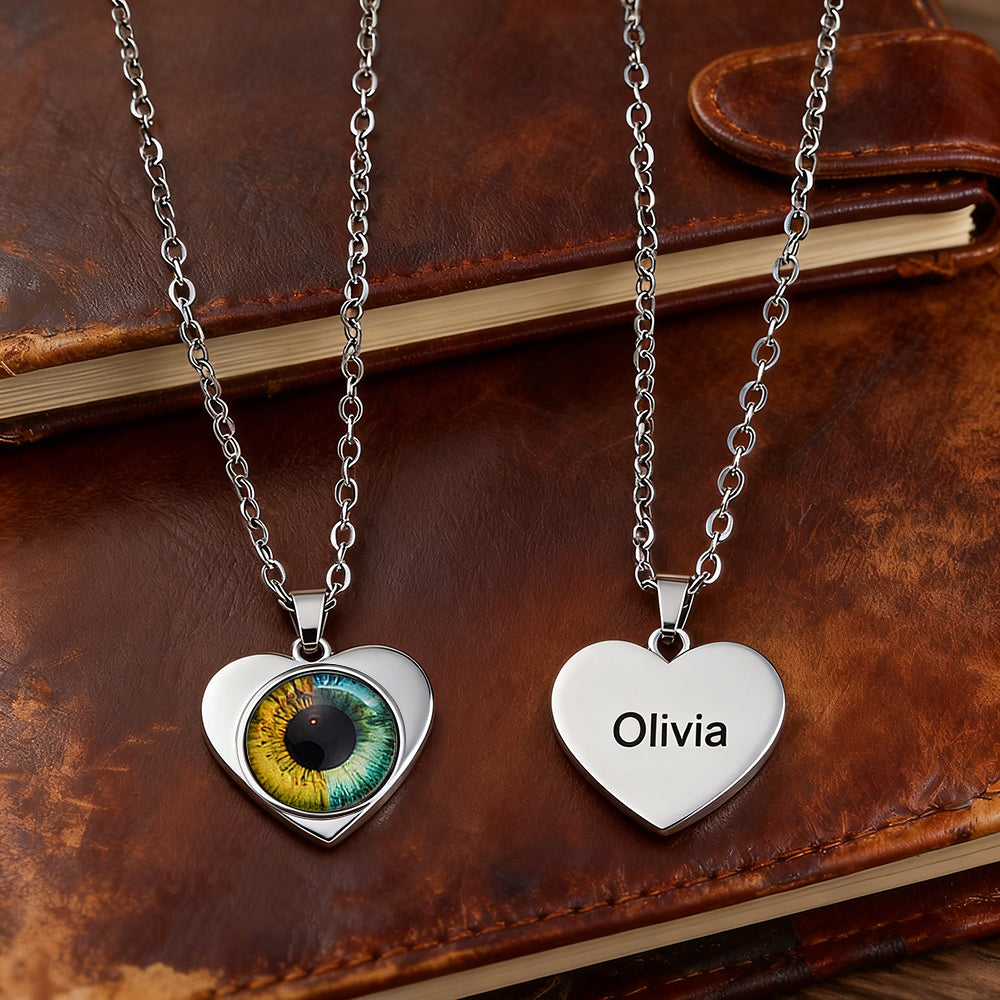 Custom Two-Eye Couple Pendant Intertwined Souls Dual Eye Necklace Personalized "Our Eyes" Necklace Anniversary Gift for Couples