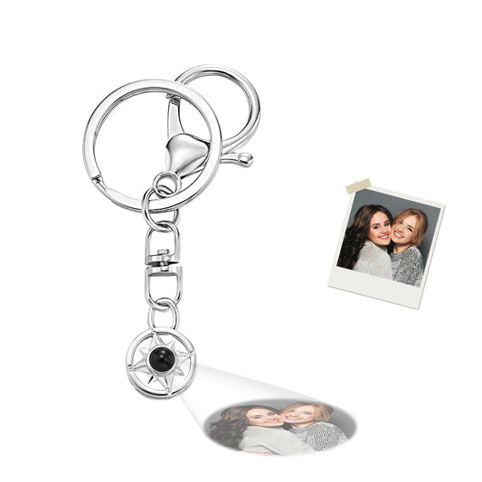 Custom Photo Projection Keychain Personalized Compass Projection Keychain Commemorative Gift
