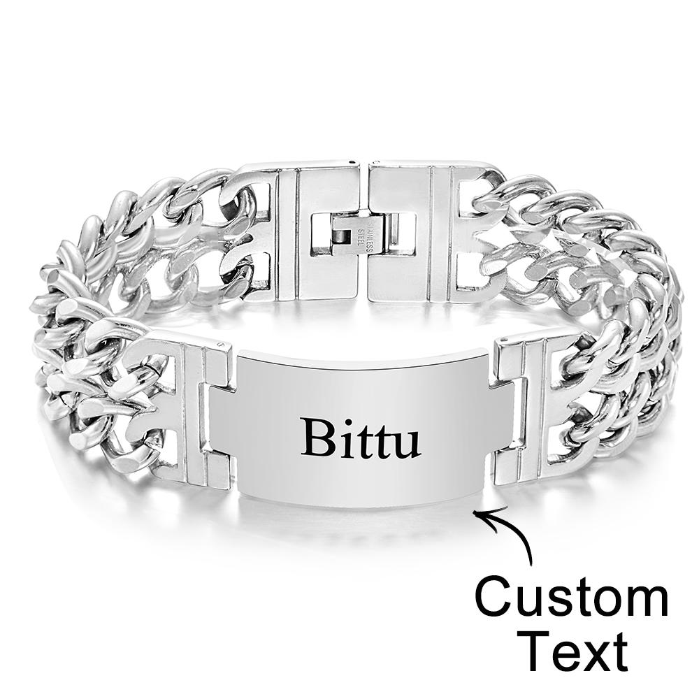 Personalized Name Wide Bracelet Engraved Fashion Bracelet Gifts For Him