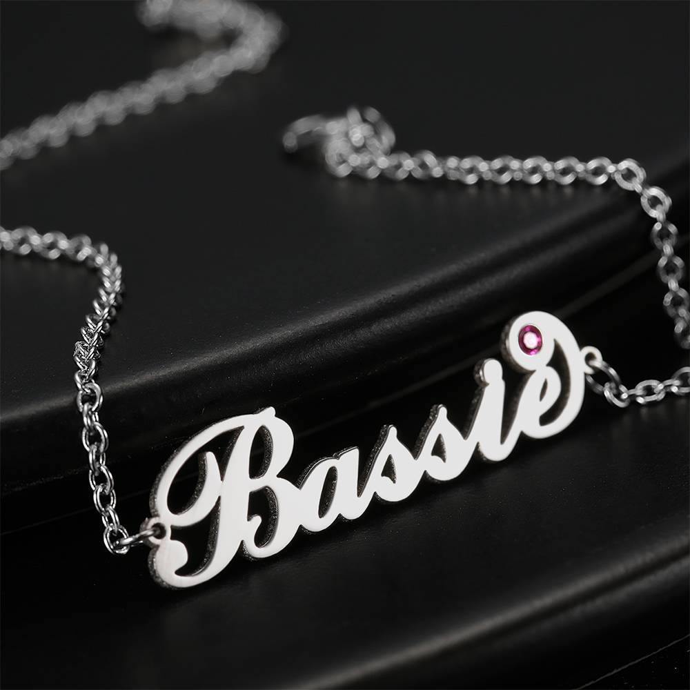 Personalized Name Bracelet with Custom Birthstone - Copper
