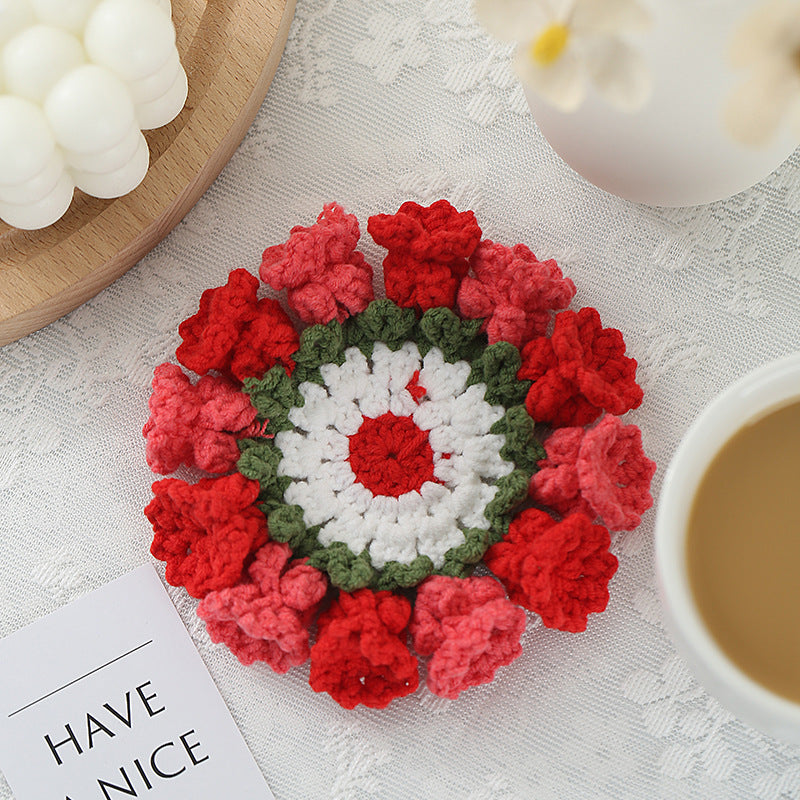 Handmade Crochet Lily of the Valley Coaster Set with Transformable Floral Design Eco-Friendly Home Decor Unique Gift for Mom