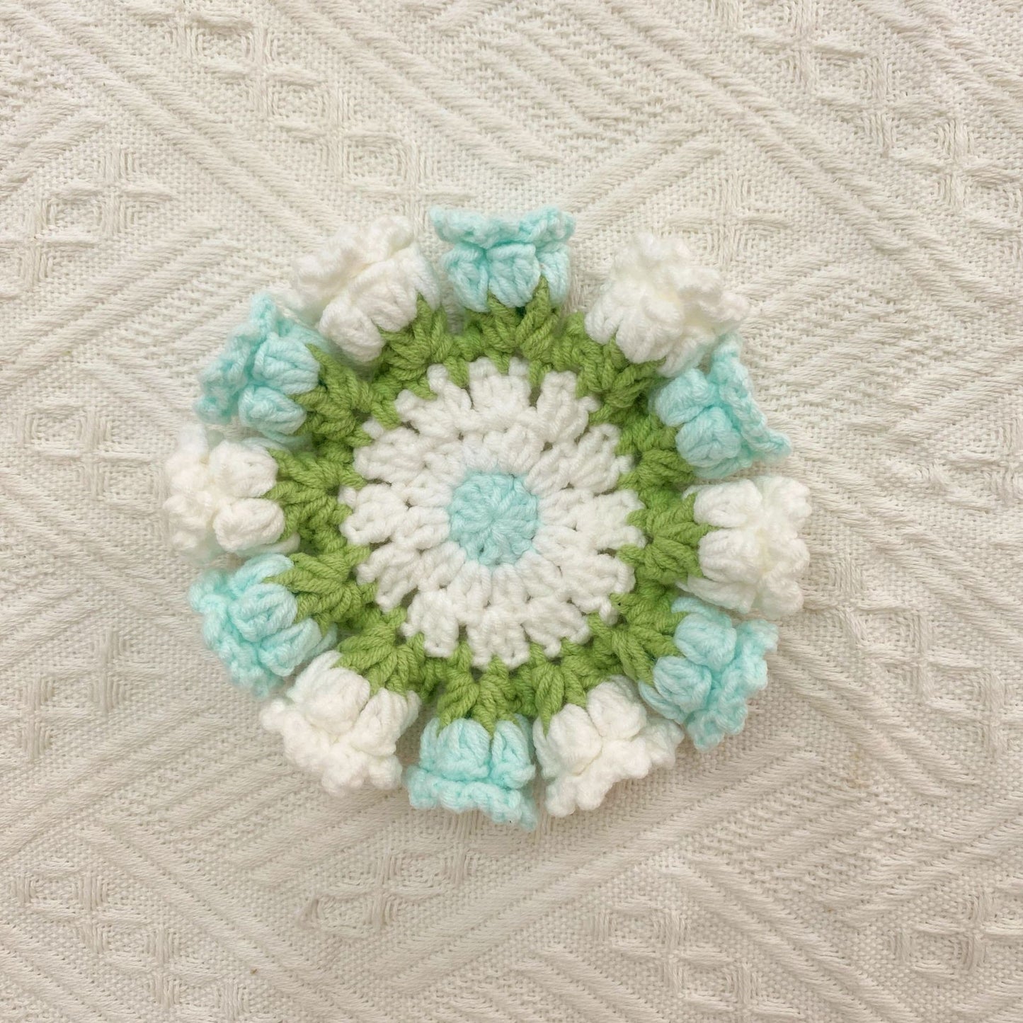 Handmade Crochet Lily of the Valley Coaster Set with Transformable Floral Design Eco-Friendly Home Decor Unique Gift for Mom