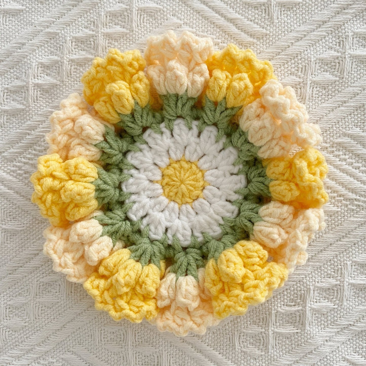 Handmade Crochet Lily of the Valley Coaster Set with Transformable Floral Design Eco-Friendly Home Decor Unique Gift for Mom