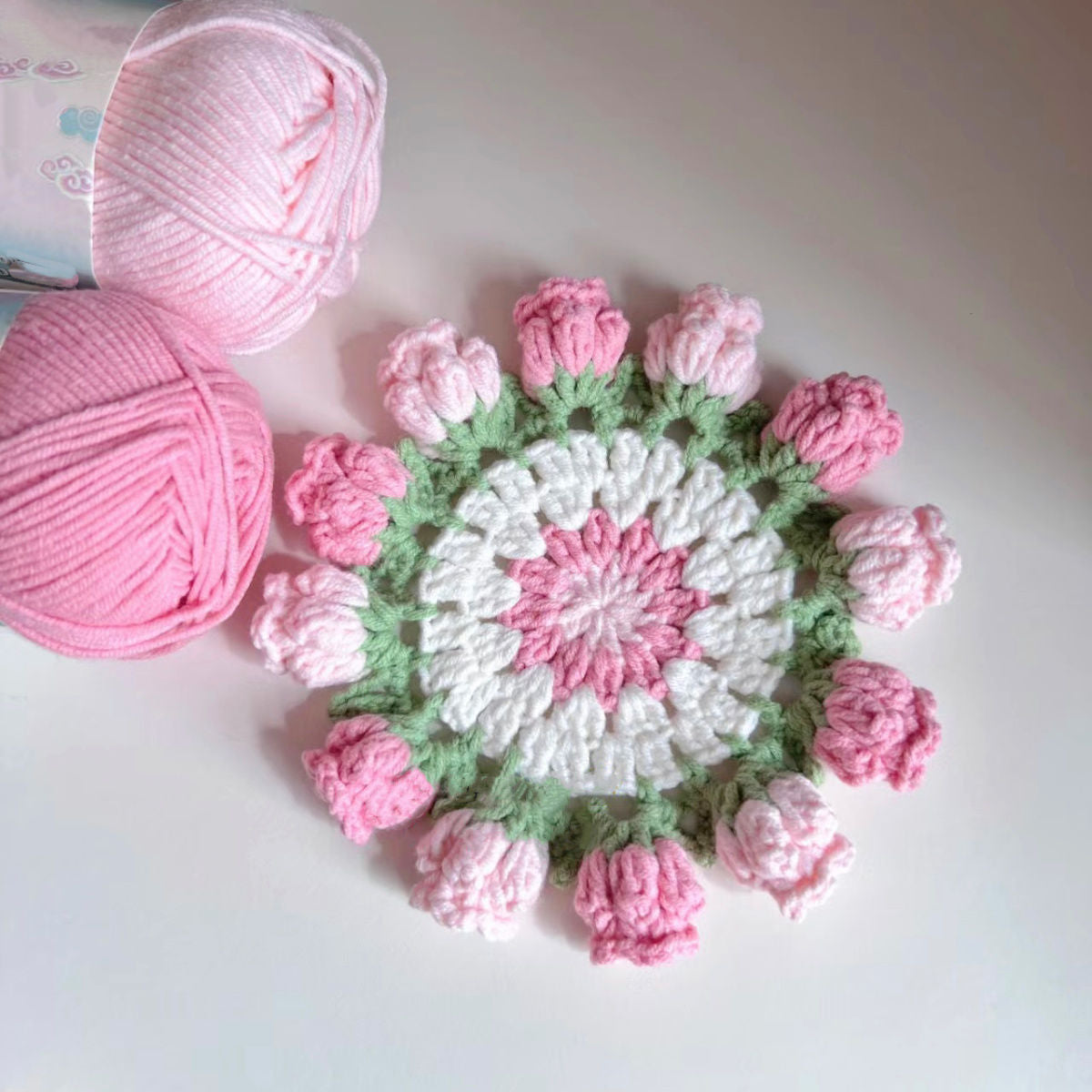 Handmade Crochet Lily of the Valley Coaster Set with Transformable Floral Design Eco-Friendly Home Decor Unique Gift for Mom