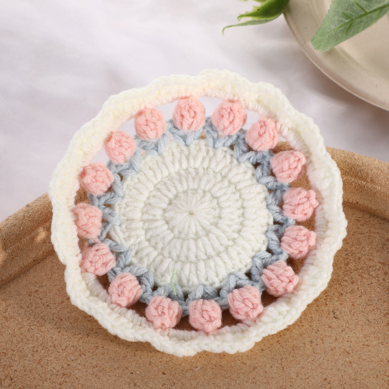 Mother's Day Gifts Handmade Crochet Tulip Coaster Set with Transformable Floral Design Eco-Friendly Home Decor