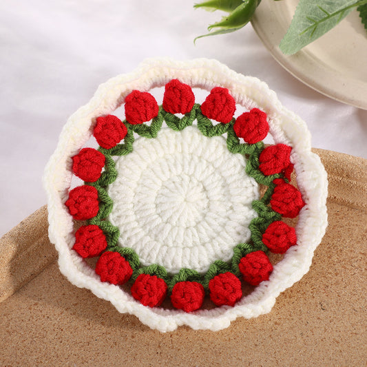 Mother's Day Gifts Handmade Crochet Tulip Coaster Set with Transformable Floral Design Eco-Friendly Home Decor