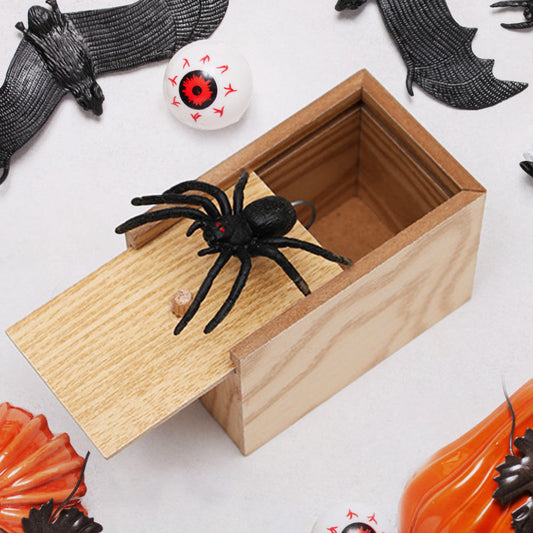 Spider Prank Scare Box Wooden Surprise Candy Box Joke Toys Gag Gift