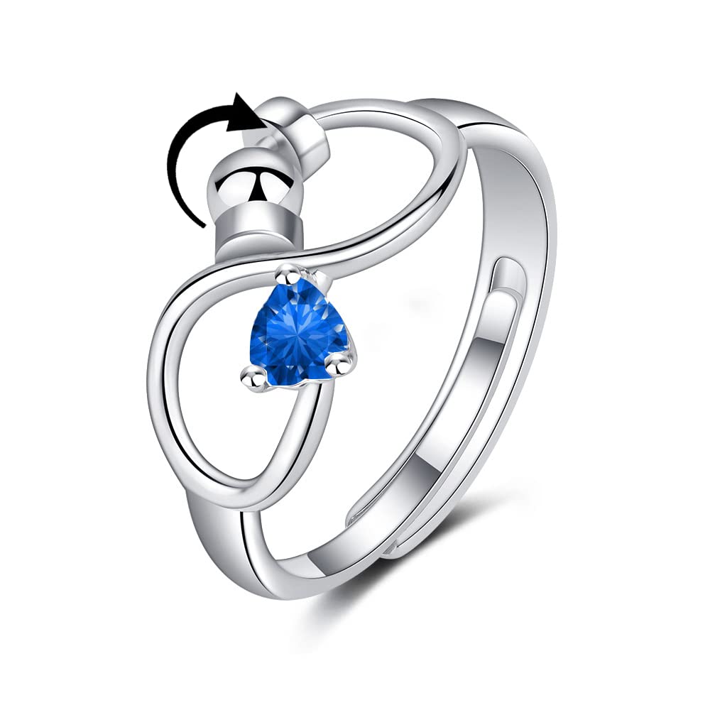 Adjustable Rotating Birthstone Fidget Ring for Women – Anxiety Relief Spinner Ring Birthday Gift